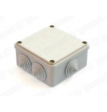 Коробка распределительная для о/п облегченного типа СЕРАЯ100х100х45, IP44 , 6 вводов (48шт)  GE41231-07  GREENEL