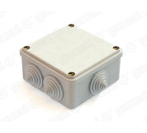 Коробка распределительная для о/п облегченного типа СЕРАЯ100х100х45, IP44 , 6 вводов (48шт)  GE41231-07  GREENEL