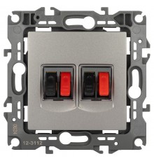 Розетка ЭРА Серия 12 12-3112-16 аудио двойная, титан   Б0065674  ЭРА