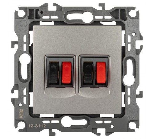 Розетка ЭРА Серия 12 12-3112-16 аудио двойная, титан   Б0065674  ЭРА