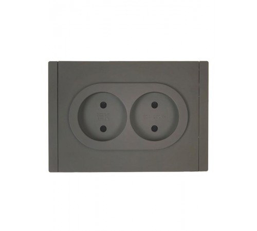 FORTE&PIANO Розетка 2-я без заземления, со шторками безвинтовое крепление 10А FP325 серый  FP-R23-10-1-K03  IEK