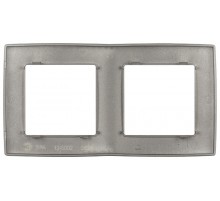 Рамка для розеток и выключателей ЭРА Серия 12 12-5002-16 на 2 поста, титан   Б0065737  ЭРА