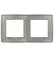 Рамка для розеток и выключателей ЭРА Серия 12 12-5002-16 на 2 поста, титан   Б0065737  ЭРА