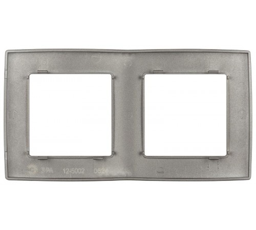 Рамка для розеток и выключателей ЭРА Серия 12 12-5002-16 на 2 поста, титан   Б0065737  ЭРА
