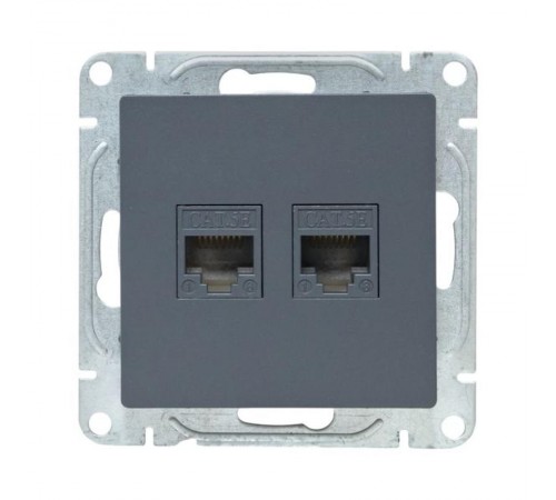 Механизм розетки RJ45 - 2шт, (cat5), графит Эпика  UP1-SOG-2RJ45-5 EKF