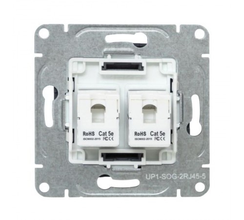 Механизм розетки RJ45 - 2шт, (cat5), графит Эпика  UP1-SOG-2RJ45-5 EKF
