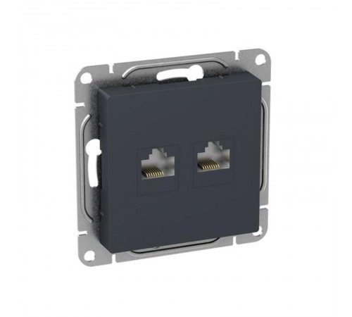 Механизм розетки RJ45 - 2шт, (cat5), графит Эпика  UP1-SOG-2RJ45-5 EKF