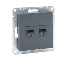 Механизм розетки RJ45 - 2шт, (cat5), графит Эпика  UP1-SOG-2RJ45-5 EKF
