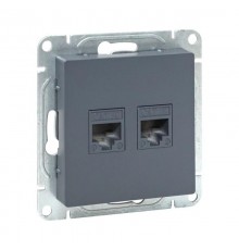 Механизм розетки RJ45 - 2шт, (cat5), графит Эпика  UP1-SOG-2RJ45-5 EKF