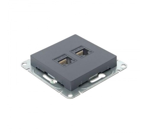 Механизм розетки RJ45 - 2шт, (cat5), графит Эпика  UP1-SOG-2RJ45-5 EKF