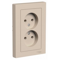 AtlasDesign Песочный Розетка 2-ая без заземления,16А, в сборе  ATN001220  SE