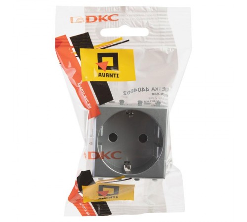 Розетка модульная, 2P+E, с з/ш, "Avanti", "Закаленная сталь", 2 модуля  4404002  DKC