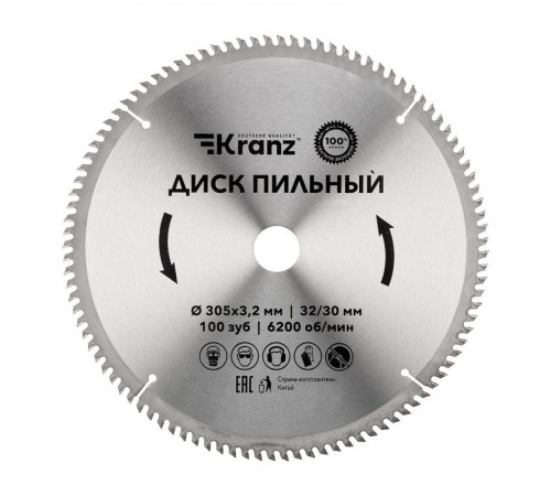 Диск пильный 305 мм х 100 зуб х 32/30 мм  KR-92-0136  Kranz
