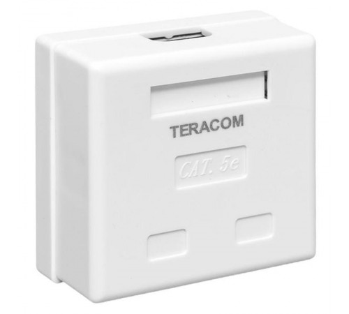 Розетка настенная TERACOM Cat.5E неэкранированная 2 порта RJ-45 Dual IDC белая  TRC-WBOX-2RJ45-5EUTP-WH  EKF