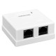 Розетка настенная TERACOM Cat.5E неэкранированная 2 порта RJ-45 Dual IDC белая  TRC-WBOX-2RJ45-5EUTP-WH  EKF