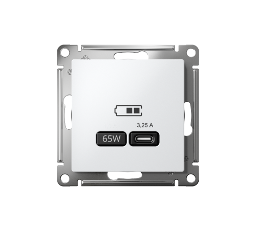 AtlasDesign Белый USB Розетка тип-C 65W высокоскоростной заряд QC PD  ATN000127  SE