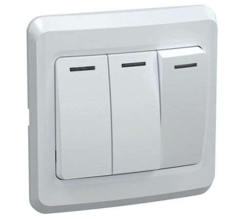 ВЕГА белый Выключатель 3-клавишный 10А ВС10-3-0-ВБ  EVV30-K01-10-DM  GENERICA