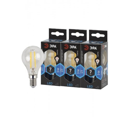 Лампа светодиодная F-LED P45-7W-840-E14 (филамент, шар, 7Вт, нейтр, E14)  Б0027947  ЭРА