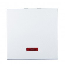 Выключатель с индикатором 45х45 мм (схема 1L) 16 A, 250 B (серебристый металлик) LK45  850903  Ecoplast