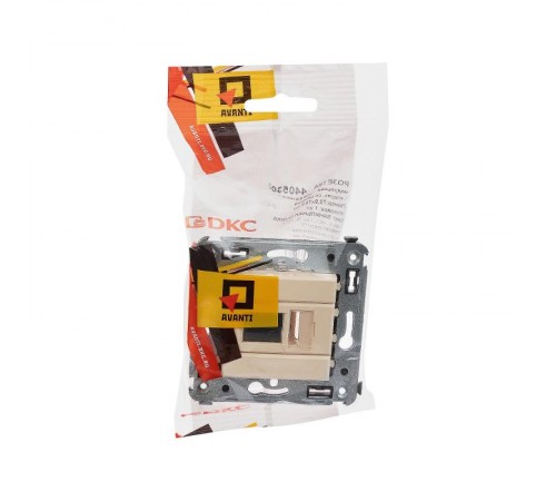 USB 3.0 розетка одинарная в стену, тип А-А, "Avanti", "Ванильная дымка"  4405303  DKC