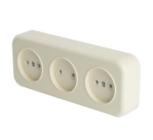 Розетка 3-местная без заземляющего контакта, 250В, 16А, IP20, PST16-50-20 (RA 16-344-БЖ), слоновая кость  49055  STEKKER
