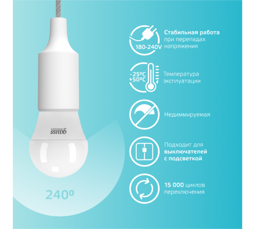 Лампа светодиодная LED Elementary Шар 12W 920lm E27 4100K  53222  Gauss