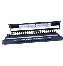 Патч-панель PP3-19-16-8P8C-C6-110D 19",1U,16 портов RJ-45,кат.6,Dual IDC,ROHS,черн.(зад.каб.организ.в комп.)  246105  Hyperline