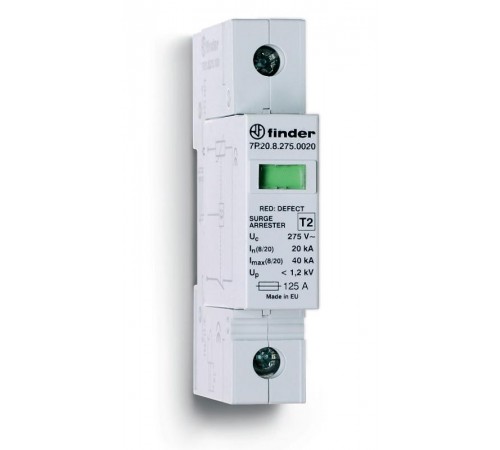 Устройство защиты от импульсных перенапряжений УЗИП тип 2 (1 варистор); 400 В; модульный, ширина 17.5мм  7P2184400020  Finder