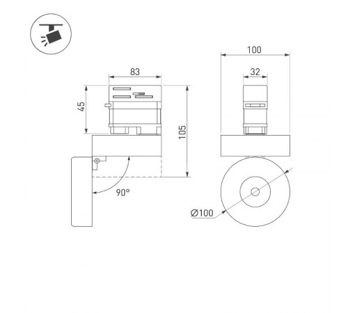 Светильник LGD-MONA-TRACK-4TR-R100-12W Day4000 (BK, 24 deg, 230V) (Arlight, IP40 Металл, 3 года)  025444(2)  Arlight