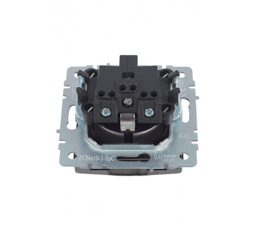 BRITE Розетка с заземлением со шторками с кр. 16А IP20 РСбш10-3-БрС сталь  BR-R16-16-K46  IEK