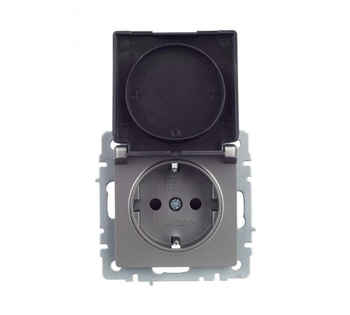 BRITE Розетка с заземлением со шторками с кр. 16А IP20 РСбш10-3-БрС сталь  BR-R16-16-K46  IEK