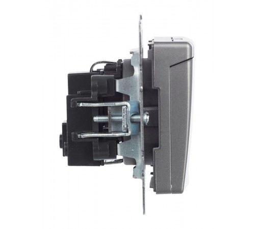 BRITE Розетка с заземлением со шторками с кр. 16А IP20 РСбш10-3-БрС сталь  BR-R16-16-K46  IEK