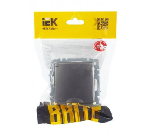BRITE Розетка с заземлением со шторками с кр. 16А IP20 РСбш10-3-БрС сталь  BR-R16-16-K46  IEK