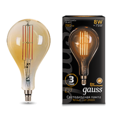 Лампа светодиодная LED Vintage Filament A160 8W E27 160*300mm Amber 780lm 2400K 1/6  149802008  Gauss