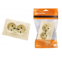 Розетка двойная 2П+З 16А 250В сл. кость "Таймыр"  SQ1814-0114  TDM