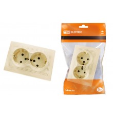 Розетка двойная 2П+З 16А 250В сл. кость "Таймыр"  SQ1814-0114  TDM