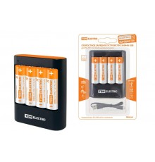 Устройство зарядное 36044Н (3600 mA 4 слота АА/ААА 4 кан.+4xAA2500 USB)  SQ1702-0101  TDM