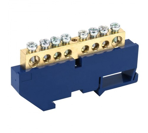 Шина "N" нулевая с синим изолятором на DIN-рейку 8x12 мм стойка бол. 8 групп  11-2347  REXANT