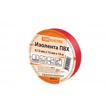 Изолента ПВХ 0,13*15мм Красная 10м   SQ0526-0023  TDM