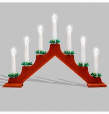 Новогодняя горка 7 свечек, цвет корпуса: Красный, цвет свечения: ТЕПЛЫЙ БЕЛЫЙ  501-082  NEON-NIGHT