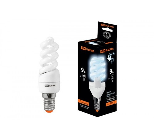 Лампа энергосберегающая КЛЛ  9Вт E14 840 cпираль FSТ2 32х99мм  SQ0323-0056  TDM