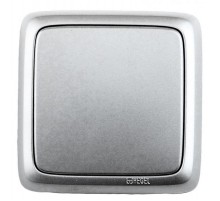 Выключатель открытой установки, одноклавишный, с изолирующей пластиной, цвет серебро  ВА16-113-06  HEGEL