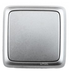 Выключатель открытой установки, одноклавишный, с изолирующей пластиной, цвет серебро  ВА16-113-06  HEGEL