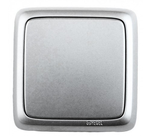 Выключатель открытой установки, одноклавишный, с изолирующей пластиной, цвет серебро  ВА16-113-06  HEGEL