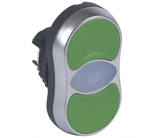 Головка с двойными кнопками  22,3 - Osmoz - с подсветкой - потайной/выступающий толкатель - зеленый/красный - IP 66  024073  Legrand