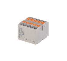 Блок распределительный, зажим push-in, 10 точек подключения 2,5 кв.мм, серый  DTP1-010-04SPUG  DKC