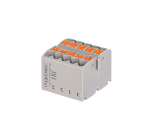 Блок распределительный, зажим push-in, 10 точек подключения 2,5 кв.мм, серый  DTP1-010-04SPUG  DKC