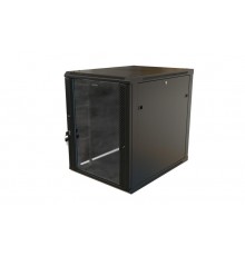 TWB-1268-GP-RAL9004 Шкаф настенный 19-дюймовый (19"), 12U, 650x600х800мм, стеклянная дверь с перфорацией по бокам, цвет черн. 480824  Hyperline