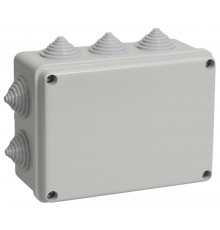 Коробка распределительная КМ41241 для о/п 150х110х70 мм IP44 (RAL7035, 10 гермовводов)  UKO10-150-110-070-K41-44  IEK