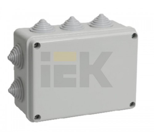 Коробка распределительная КМ41241 для о/п 150х110х70 мм IP44 (RAL7035, 10 гермовводов)  UKO10-150-110-070-K41-44  IEK